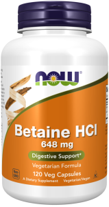 NOW Foods Betaine HCl 648 mg Veg Caps Betaina