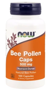 NOW Foods Bee Pollen 500 mg – Bogactwo składników odżywczych – 100 kapsułek