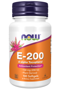 NOW Foods Vitamin E-200 D-Alpha Tocopheryl Softgels Witamina E tokoferole