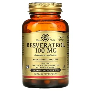 Solgar, Resveratrol, 100 mg, 60 Vegetable Caps Resweratrol