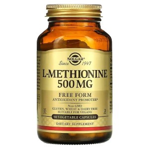 Solgar, L-Methionine, 500 mg, 90 Vegetable Caps metionina