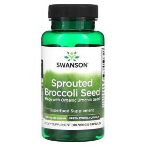 Swanson, Sprouted Broccoli Seed, 400 mg, 60 Veggie Caps Nasiona brokułu