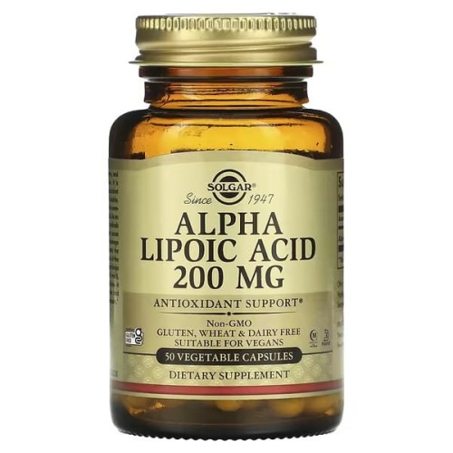 Solgar, Alpha Lipoic Acid, 200 mg, 50 Vegetable Cap ALA 