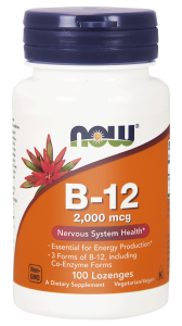 NOW Foods B-12 2,000 mcg – witamina B 12 – 100 pastylek do ssania