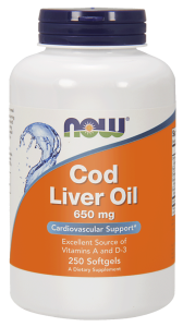 NOW Foods Cod Liver Oil – Tran 650 mg – 250 kapsułek