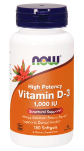 NOW Foods Witamina D-3 – 1,000 IU – 180 kaps