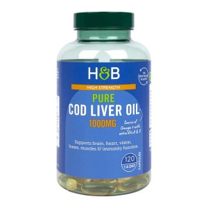 Holland & Barrett Pure Cod Liver Oil 1000mg 120 Capsules olej z dorsza