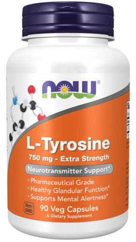 NOW Foods L-Tyrosine 750 mg, Extra Strength Veg Caps Tyrozyna