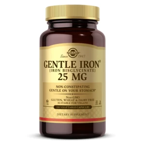 Solgar Gentle Iron, Żelazo chelat 25 mg 180kaps