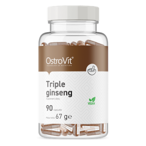 OstroVit Triple Ginseng VEGE 90 kapsułek żeń szeń guarana ashwagandha