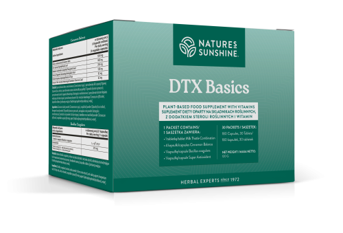 Nature`s Sunshine DTXBasics (30 saszetek) Kurkuma Tokotrienole Fitosterole Łopian Cynamon