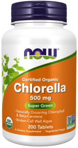 NOW Foods Chlorella 500 mg, Organic Tablets 200