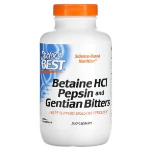 Doctor's Best Betaine HCL Pepsin 360 kaps  & Gentian Bitters,  Betaina Pepsyna (1)