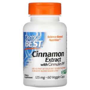 Doctor's Best Cinnamon Extract with Cinnulin PF, 125 mg, 60 Veggie Caps Cynamon
