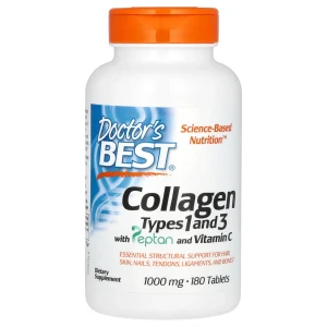 Doctor's Best Collagen Types 1 and 3 with Peptan and Vitamin C, 1,000 mg, 180 Tab Kolagen