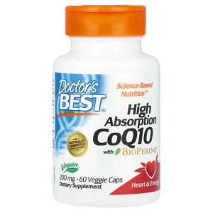Doctor's Best High Absorption CoQ10 with BioPerine, 200 mg, 60 Veggie caps Koenzym Q10 Bioperyna   (1)