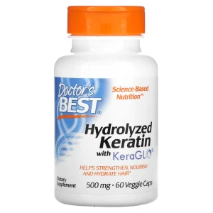 Doctor's Best Hydrolyzed Keratin, 500 mg, 60 Veggie Caps Hydrolizowana Keratyna