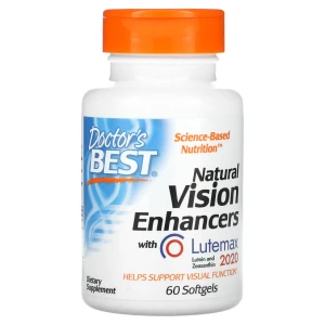 Doctor's Best Natural Vision Enhancers with FloraGlo Lutein, 60 Softgels Luteina Omega 3 Zeaksantyna