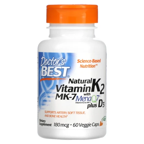 Doctor's Best Natural Vitamin K2 MK-7 with MenaQ7 plus Vitamin D3, 180 mcg Witamina K2 D3