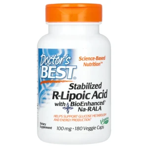 Doctor's Best Stabilized R-Lipoic Acid with BioEnhanced Na-RALA, 100 mg, 60 Veggie