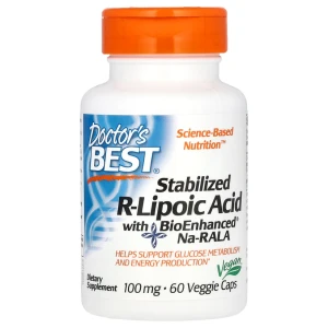 Doctor's Best Stabilized R-Lipoic Acid with BioEnhanced Na-RALA, 100 mg, 60 Veggie