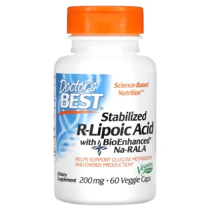 Doctor's Best Stabilized R-Lipoic Acid with BioEnhanced Na-RALA, 200 mg, 60 Veggie