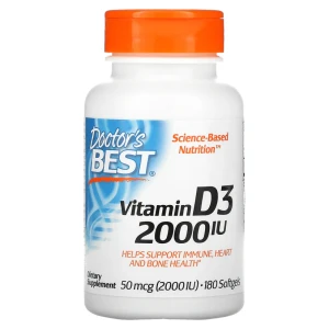 Doctor's Best Vitamin D3, 50 mcg (2,000 IU), 180 Softgels Witamina D3