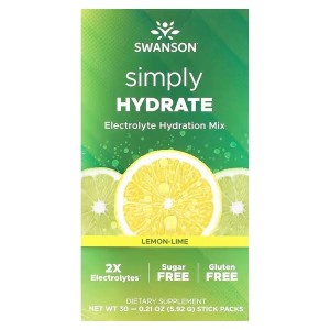 Swanson, Simply Hydrate, Electrolyte Hydration Mix, cytrynowo limonkowy 30 Stick Elektrolity Nawodnienie