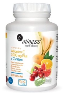  Aliness Witamina C 1000 mg z CYNKIEM PLUS bioflaw, rutyna, acer. x 100 VEGE kaps. 