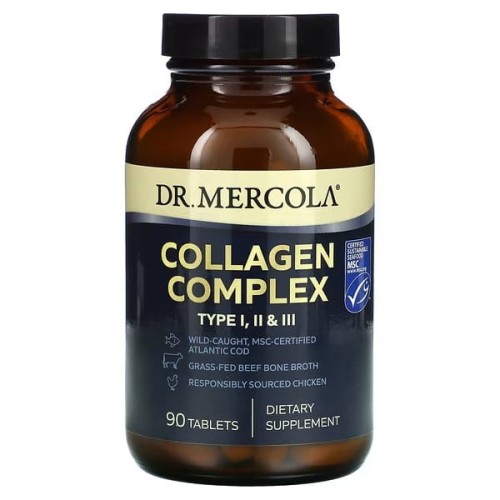 Dr. Mercola, Kompleks kolagenowy, typ I, II i III, 90 tabletek
