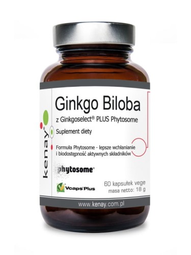 Kenay Ginkgo Biloba z Ginkgoselect® PLUS Indena Phytosome TM (60 kapsułek) - suplement diety 