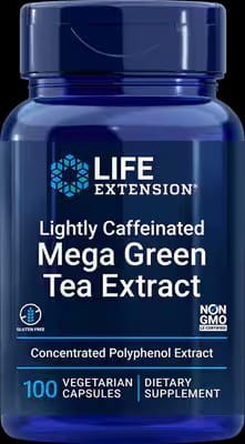 Life Extension Lightly Caffeinated Mega Green Tea Extract 98% Polyphenols 100 vegetarian EGCG Polifenole