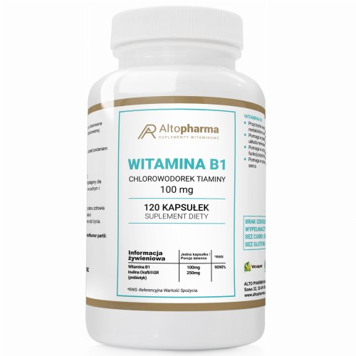 Altopharma WITAMINA B1 100mg TIAMINA + PREBIOTYK PRODUKT WEGE 120 kapsułek