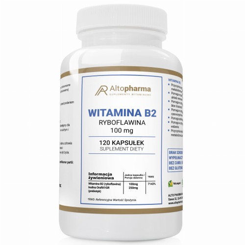 Alto pharma WITAMINA B2 100mg RYBOFLAWINA + PREBIOTYK PRODUKT WEGE 120 kapsułek