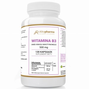 Alto pharma WITAMINA B3 PP 500mg Amid Kwasu Nikotynowego PRODUKT WEGE 120 kapsułek