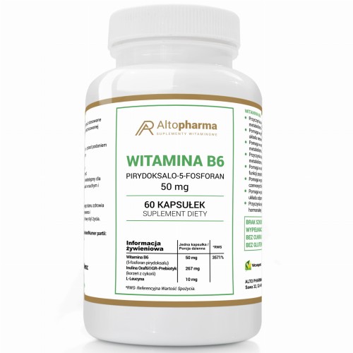 Alto pharma WITAMINA B6 P-5-P 50mg KOENZYMATYCZNA - PRODUKT WEGE 60 kapsułek