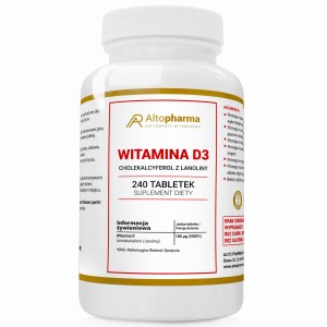 Alto pharma Witamina D3 4000 IU MOCNE Kości DOBRY Nastrój LEPSZA Odporność 240 tabletek