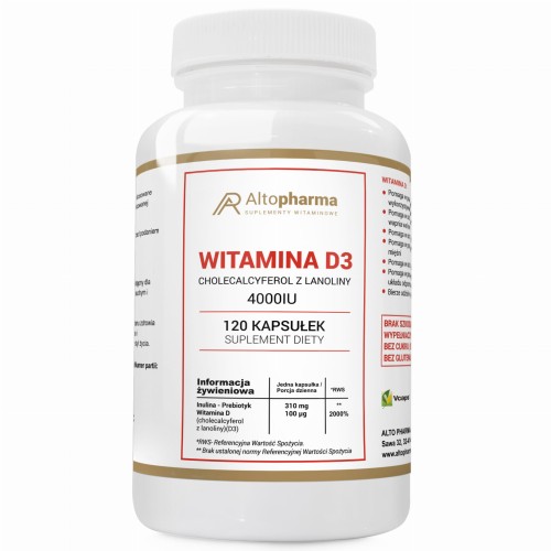 Alto pharma WITAMINA D3 4000IU 100µg MEGA DAWKA + PREBIOTYK 120 kapsułek