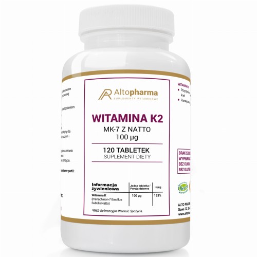 Alto pharma WITAMINA K2 MK-7 z natto 100µg MOCNE KOŚCI 120 tabletek