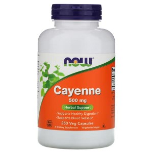 NOW Foods, Pieprz cayenne, 500 mg, 250 kapsułek roślinnych