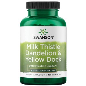 SWANSON Milk Thistle, Dandelion + Yellow Dock 120k Ostropest Mniszek Szczaw
