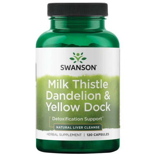 SWANSON Milk Thistle, Dandelion + Yellow Dock 120k Ostropest Mniszek Szczaw