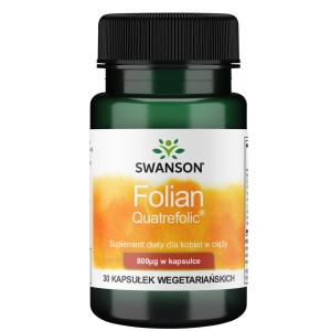 Swanson Folian 800 mcg- Quatrefolic - kwas foliowy nowej generacji 800mcg/30kaps