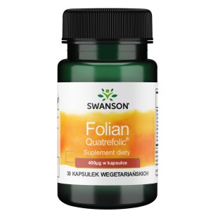 Swanson Folian 400 mcg - Quatrefolic - kwas foliowy nowej generacji 30kaps
