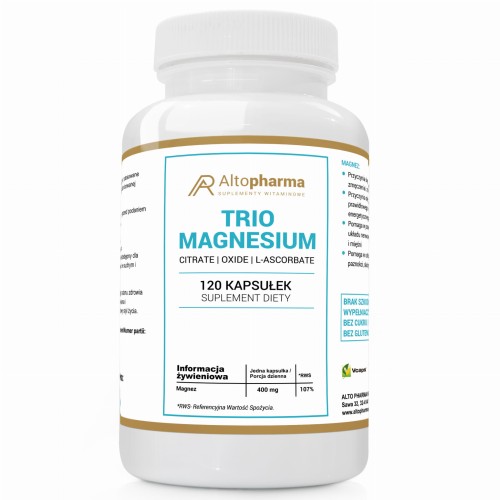 Altopharma  MAGNEZ TRIO MAGNESIUM 400mg ORYGINAŁ PRODUKT WEGE 120 kapsułek
