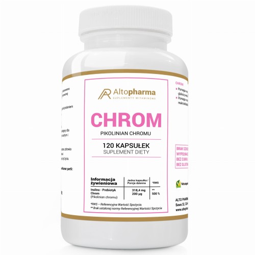 Altopharma CHROM POKOLINIAN CHROMU 200µg + PREBIOTYK PRODUKT WEGE 120 kapsułek