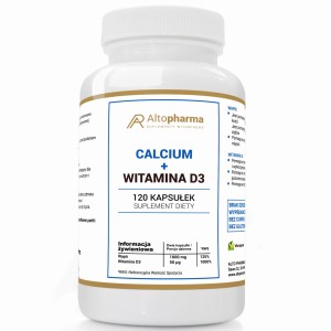 Altopharma CALCIUM 1000mg WITAMINA D3 50µg WAPŃ MOCNE KOŚCI 120 kapsułek
