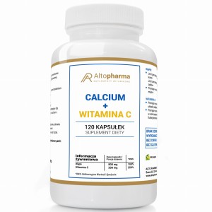 Altopharma CALCIUM 800mg WITAMINA C 200mg WAPŃ MOCNE KOŚCI PRODUKT WEGE 120 kapsułek
