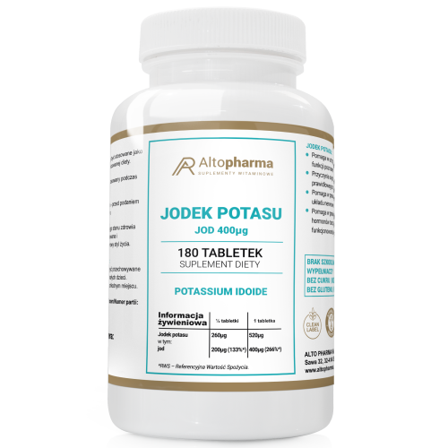 Altopharma JODEK POTASU JOD 400µg TARZCZYCA PRODUKT WEGE 180 tabletek