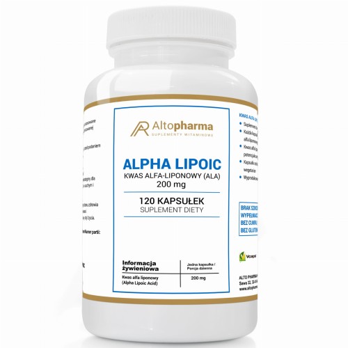 Alto pharma ALPHA LIPOIC KWAS ALFA - LIPONOWY (ALA) 200mg PRODUKT WEGE 120 kapsułek